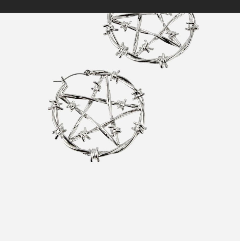 Killstar Silver Pentagram Earrings